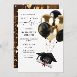 Invitation Lycée Gold et Black Graduation