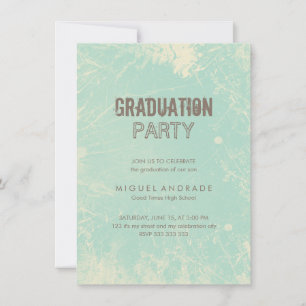 Invitation Lycée Photo Graduation Party Green Grunge
