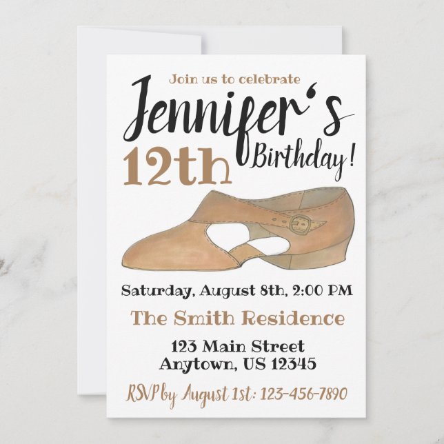 Invitation Lyrical Modern Dance Chaussure Anniversaire Party  (Devant)