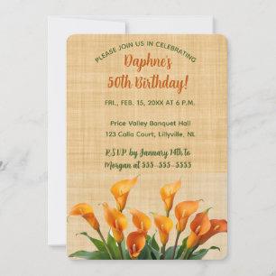 Invitation Lys Calla modifiables sur lin beige