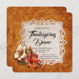 Invitation Lys d'automne Dîner Thanksgiving