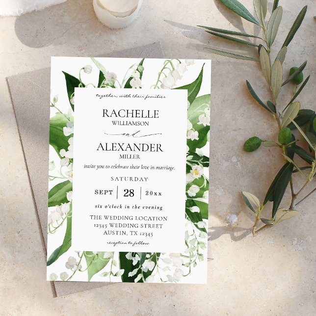 Invitation Lys de la Vallée Blanc Floral 2 Mariage (Créateur téléchargé)