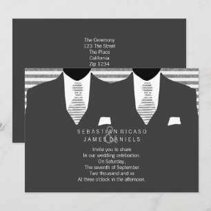 Invitation M. et M. Gray Costume et Cravate Mariage gay
