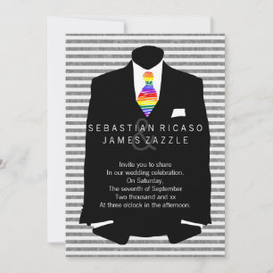 Invitation M. et M. Suit et Rainbow Cravate Mariage gay