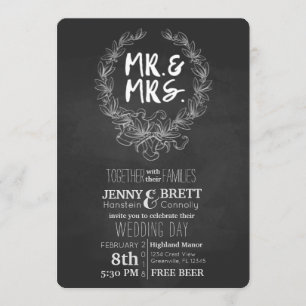 Invitation M. et Mme Chalkboard Free Beer Wedding Invtation