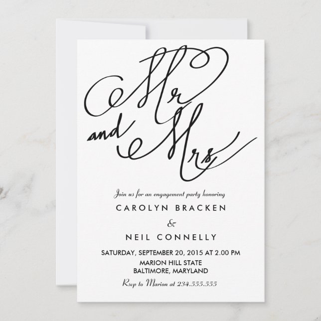 Invitation M. Et Mme Classy Typography (Devant)