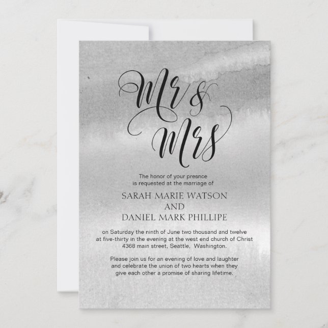 Invitation M. et Mme élégants Wedding Typography Invite de (Devant)