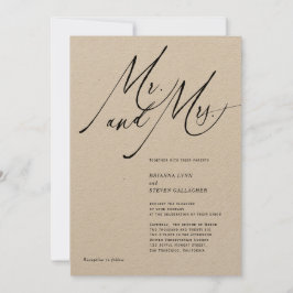 Invitation M. et Mme Moderne Calligraphie noir Mariage blanc