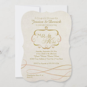 Invitation M. et Mme Typography Flourish Scroll Aquarelle