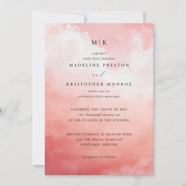 Invitation M K Together Romantic Pink Gradient (Devant)
