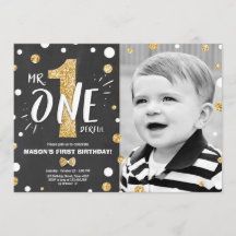 M. l'invitation d'anniversaire Boy Black Gold