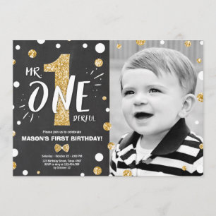 Invitation M. l'invitation d'anniversaire Boy Black Gold