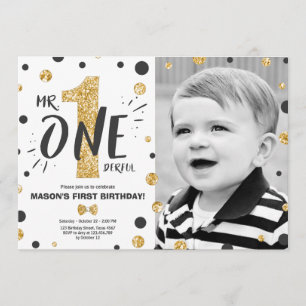 Invitation M. l'invitation d'anniversaire Boy Black Gold