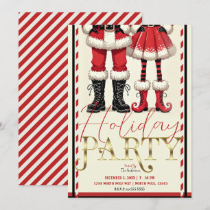 Invitation M. & Mme Claus maigre Rouge Noir Soirée festive