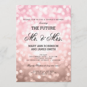 Invitation M. Mme Couples Douche Rose Bokeh Blush
