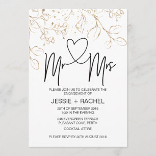 Invitation M. & Mme Fiançailles Modern Gold Engagé