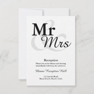 Invitation M&Mme Simple Élégante Typographie Réception de mar