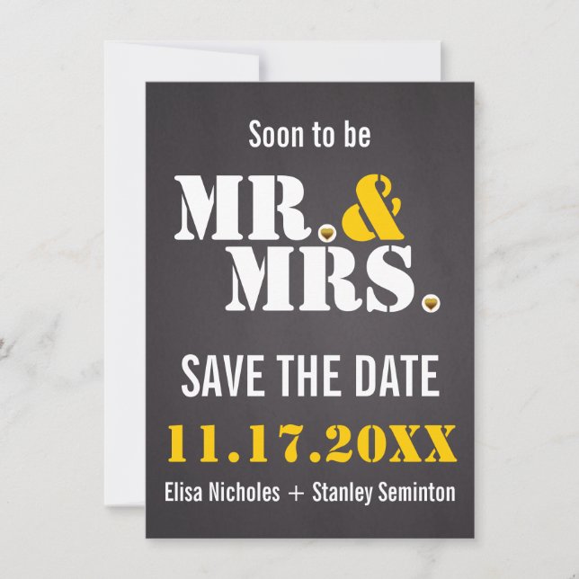 Invitation M. & Mme. typographie moderne mariage Épargnez la  (Devant)