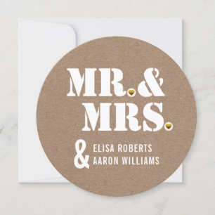 Invitation M. & Mme Typographie moderne mariage papier kraft