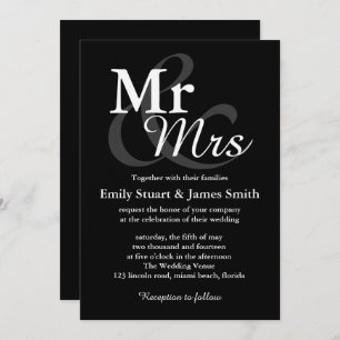 Invitation M. &Mrs Simple Elegant Mariage de typographie