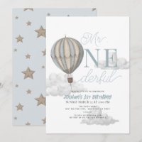 M. Onederful Blue Hot Air Balloon 1er anniversaire
