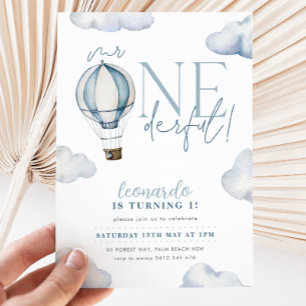 Invitation M. ONEderful Hot Air Ballon Boy 1er anniversaire B