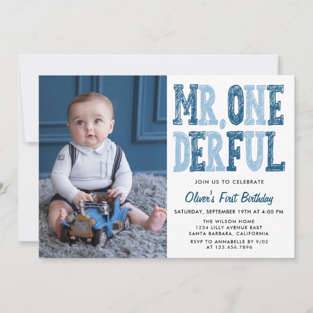 Invitation M. Onederful Premier anniversaire Photo  (Devant)