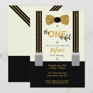 Invitation M. Une cravate d'arc noir et or