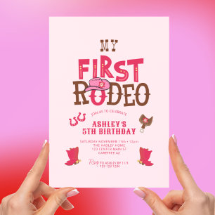 Invitation Ma Cowgirl de Rodéo Rose 5ème Anniversaire