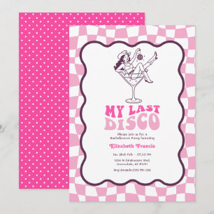 Invitation Ma Dernière Disco Retro Pink Martini Enterrement d
