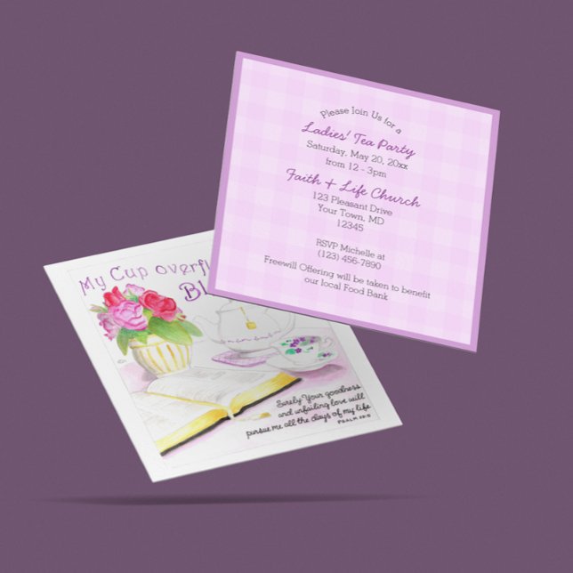 Invitation Ma tasse déborde de la fête du thé à la lavande av (Créateur téléchargé)