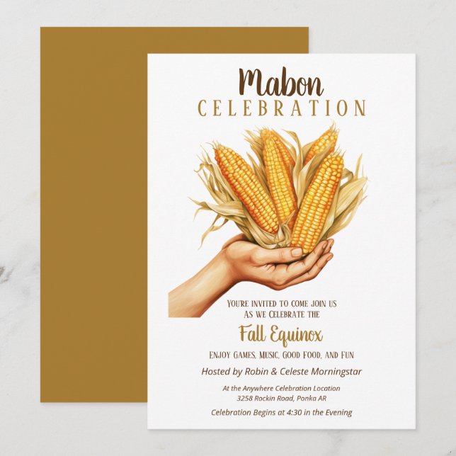 Invitation Mabon Automne Equinox Récolte Corn Bouquet (Devant / Derrière)