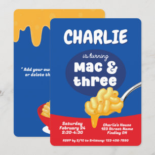 Invitation Mac & Trois Macaroni et Fromage 3e fête d'annivers