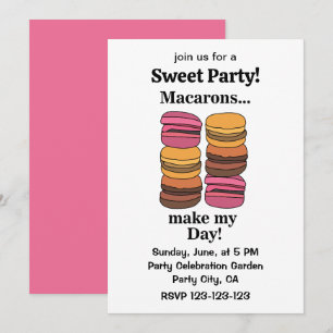 Invitation Macaron Coloré Fête Sucrée