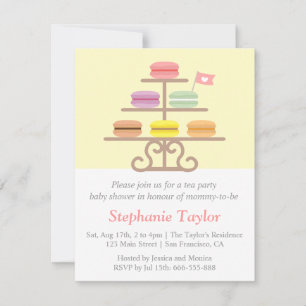 Invitation Macaron Dessert, Goûter Bébé Fille, Maman en deven