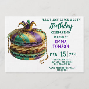 Invitation Macaron Royal Mardi Gras Anniversaire