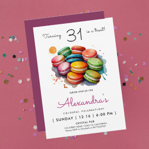 Invitation Macarons doux chic fille moderne Rainbow Watercolo