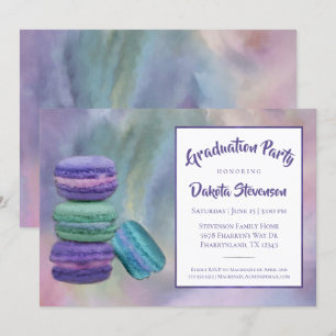 Invitation Macarons géants Français Sweets Graduation