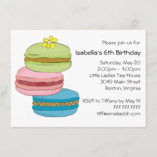 Invitation Macarons Macaron Cookies Anniversaire Tea Party