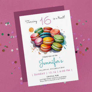 Invitation Macarons Sucrés Colorés Simples Modernes Aquarelle