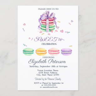Invitation Macarons Zigzag Douze Ans Sucré Français