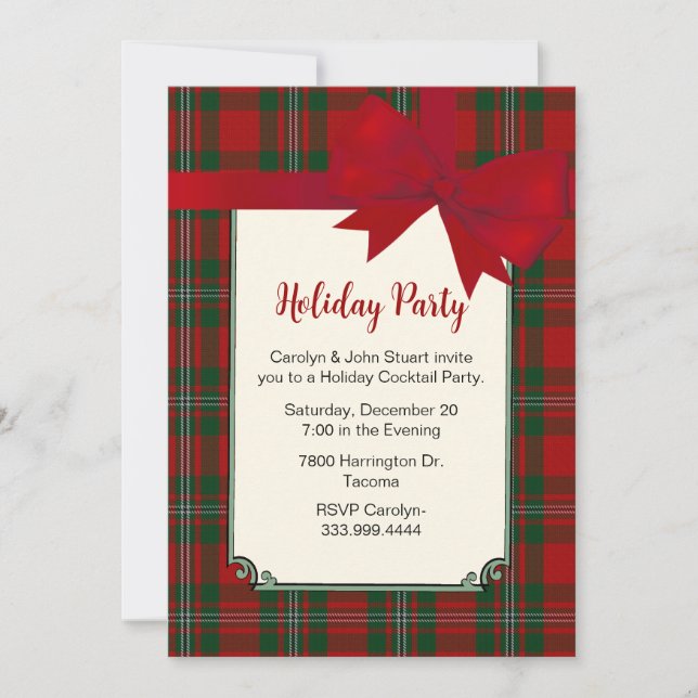 Invitation MacGregor Tartan Plaid Custom Christmas Party (Devant)