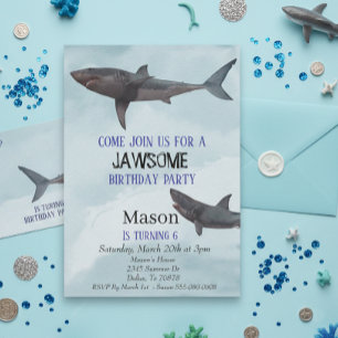 Invitation Mâchoires de Grand Requin Blanc Anniversaire Enfan