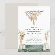 Macrame Boho Chic Rustique Baby shower neutre