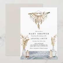 Macrame Boho Chic Rustique Boy Baby shower Bleu In