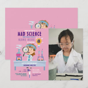 Invitation Mad Science Anniversaire Fête Expérience Filles Ro
