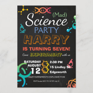Invitation Mad Science Lab Chalkboard Party Anniversaire Pers