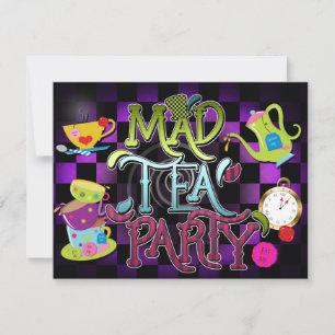 Invitation MAD TEA PARTY Wonderland Anniversaire Fête Invitat