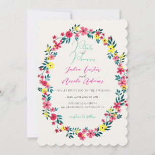 Invitation Madagascar Pink Periwinkle Flowers Mariage de cour