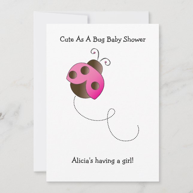Invitation Madame Bug Girl de baby shower d'invitation (Devant)